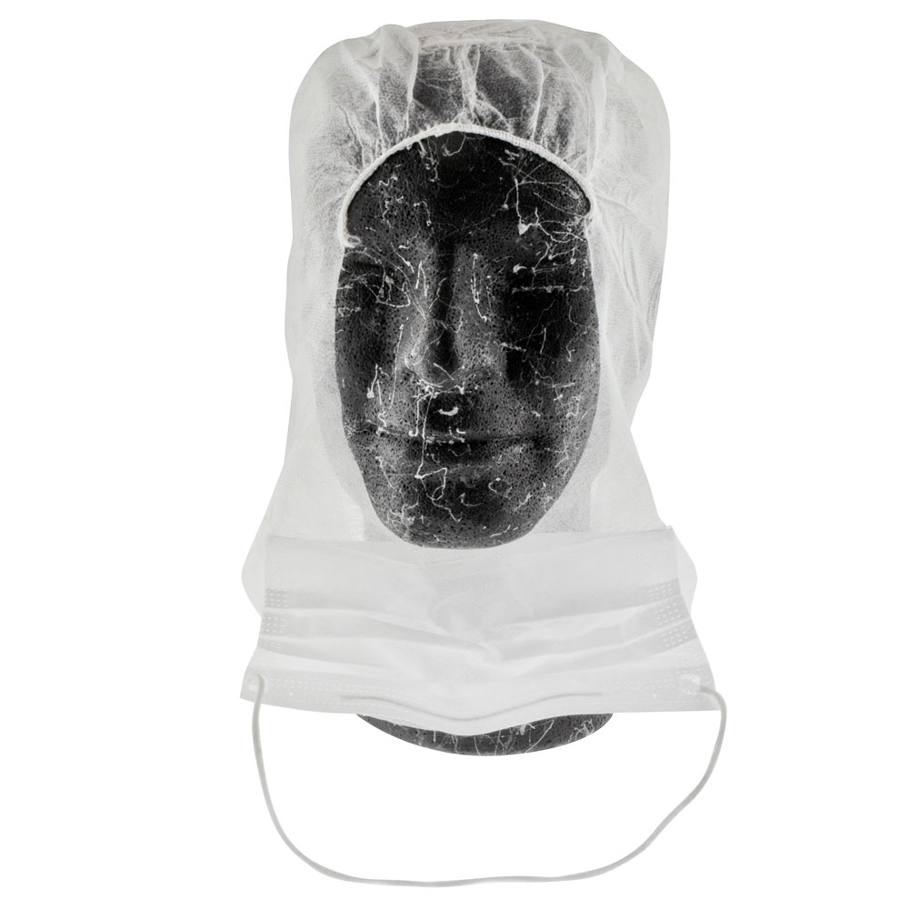 Vlieshaube Astroform mit Mundschutz, PP, Polybeutel