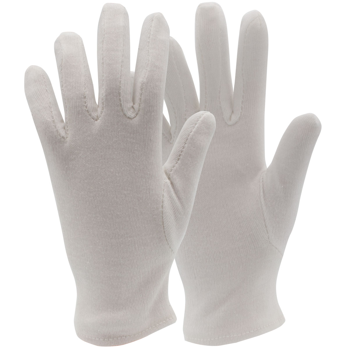 1C530 Baumwoll-Trikot-Handschuh, weiß gebleicht