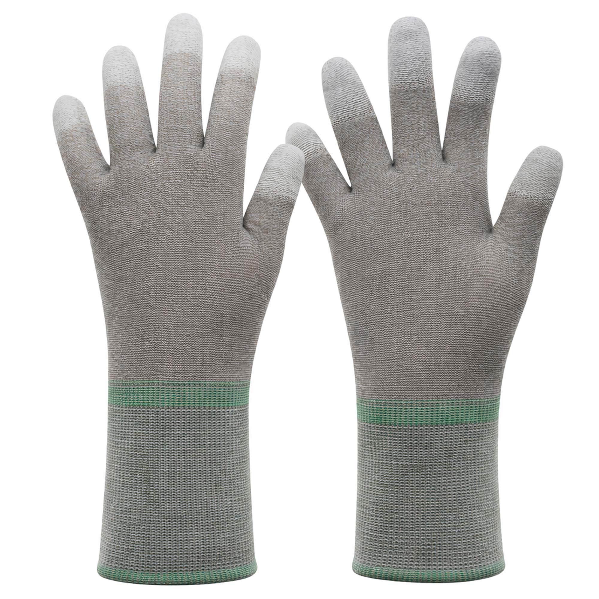 Nylon-Carbonfaser-Handschuh mit PU-Fingerkuppen, extra langer Bund